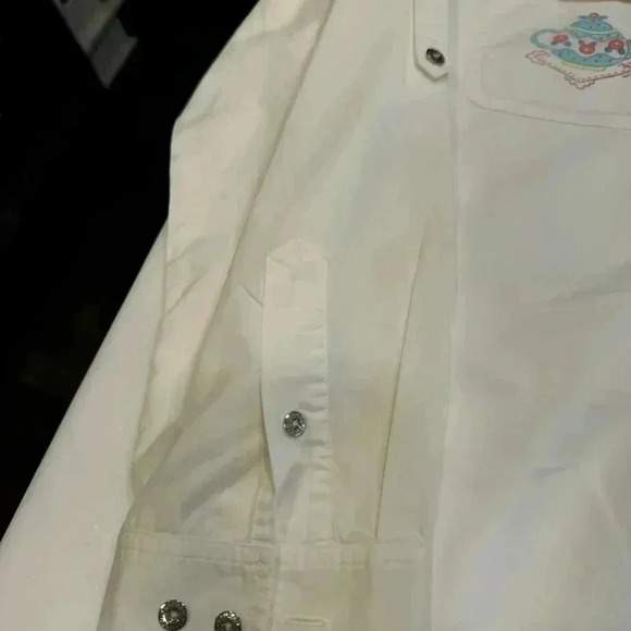 RARE Lauren Ralph Lauren Women’s White Button Up Shirt W/ Tea Pot Embroidery S - Picture 10 of 13